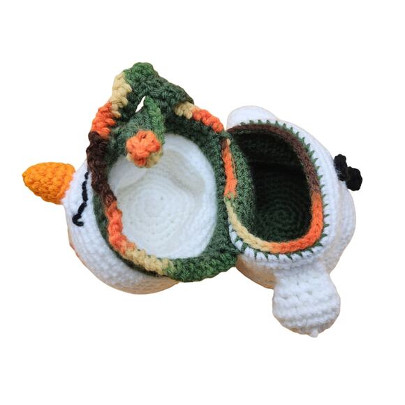 Hand Crocheted Amigurumi Snowman Trinket Box Storage Figure Statuette 9 Inches - Picture 2 of 10